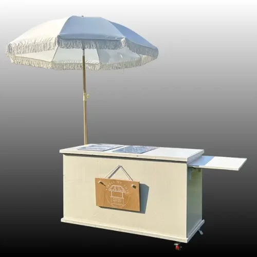 White cart, gradient background, side up, w umbrella White cart, gradient background, side up, w umbrella